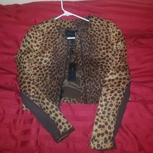 BCBG MAXAZRIA animal print cropped jacket